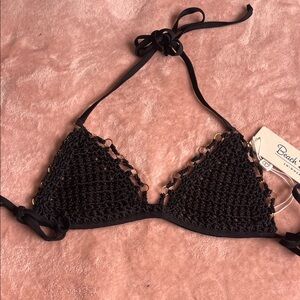 Beach Bunny Black Crochet Bikini Top